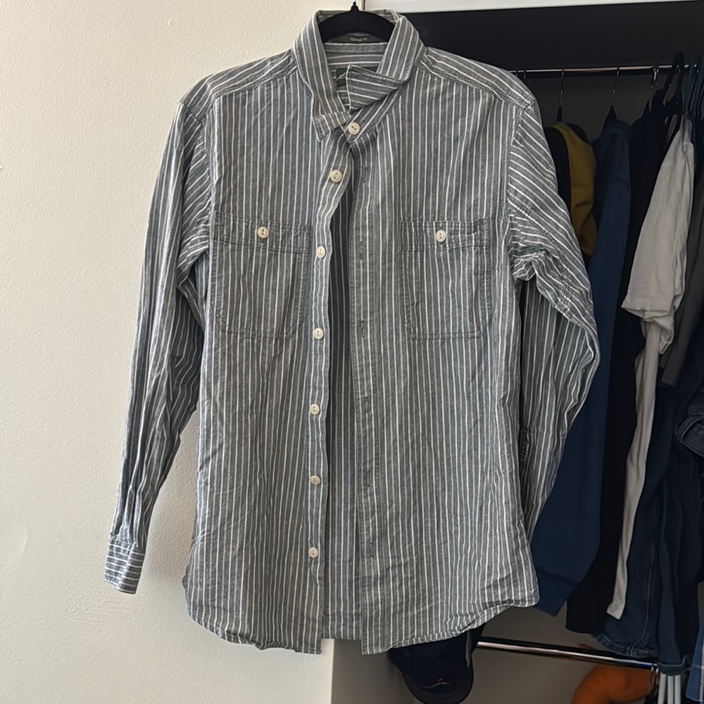 Eddie Bauer Men's Casual Striped Button Down Shirt - Gray